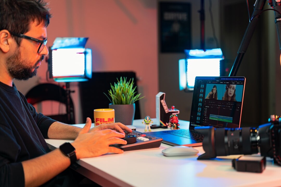 content creator working on laptop
